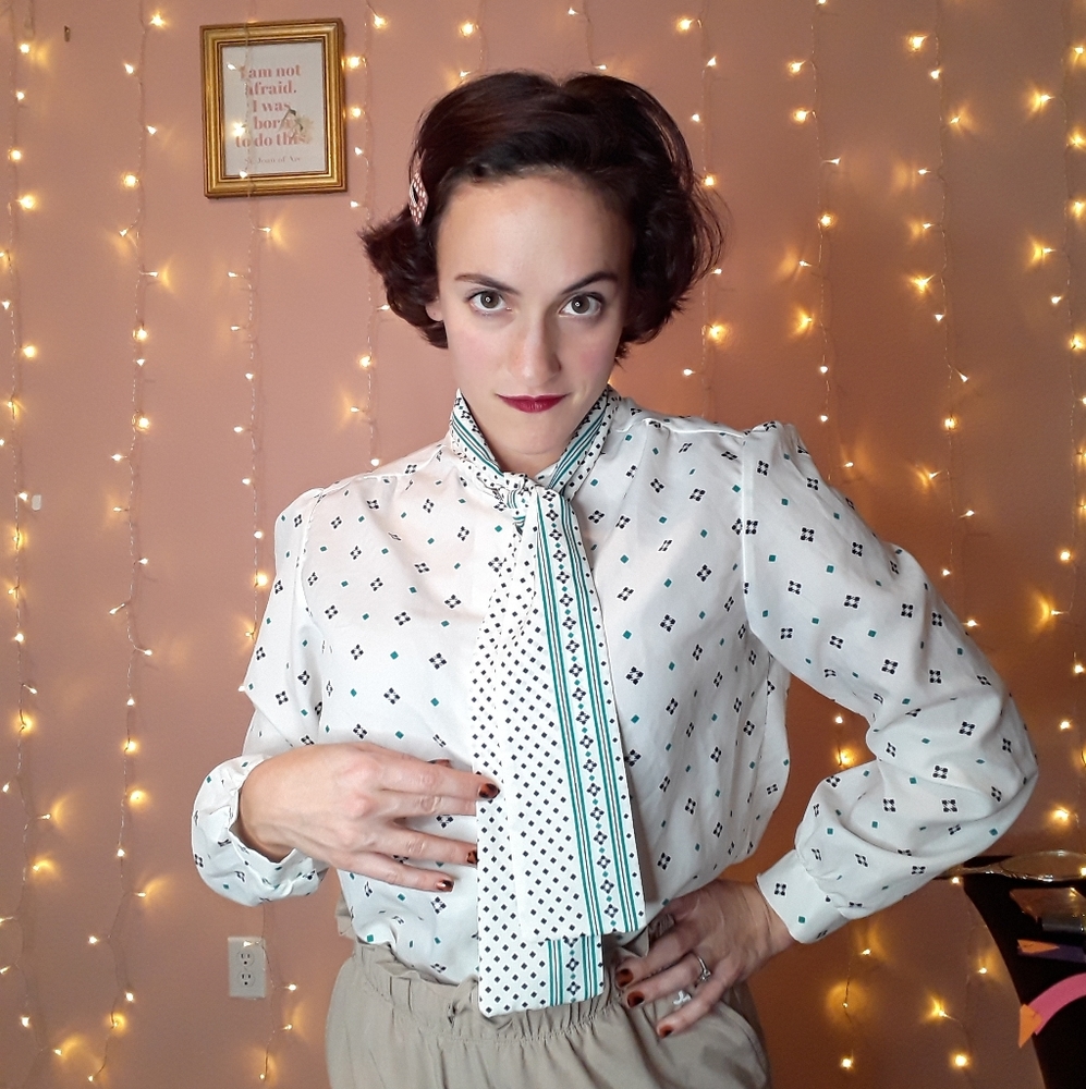 Retro 70s Bow Blouse